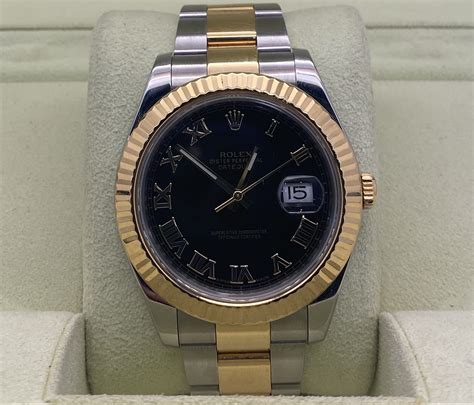 rolex datejust steel gold black dial|rolex datejust black dial vintage.